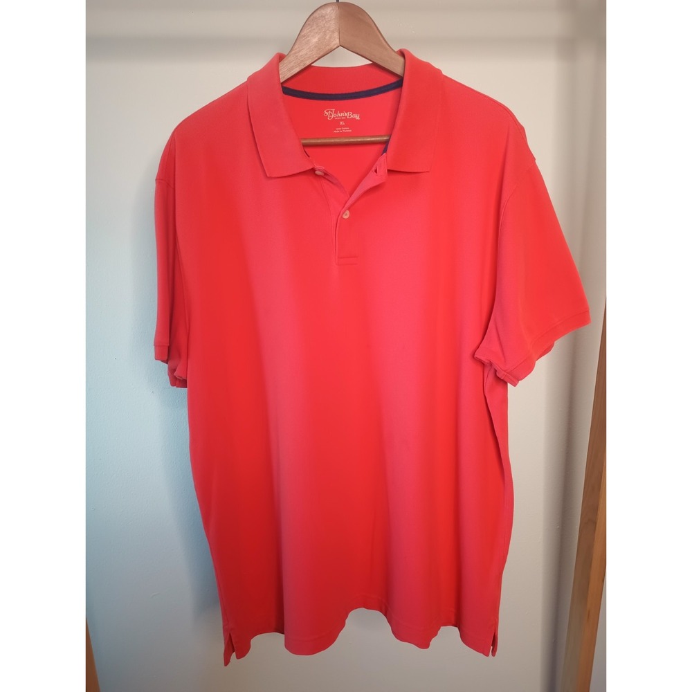 St Johns Bay Heritage Pique Polo Mens XL Short Sleeve Coral Golf Shirt